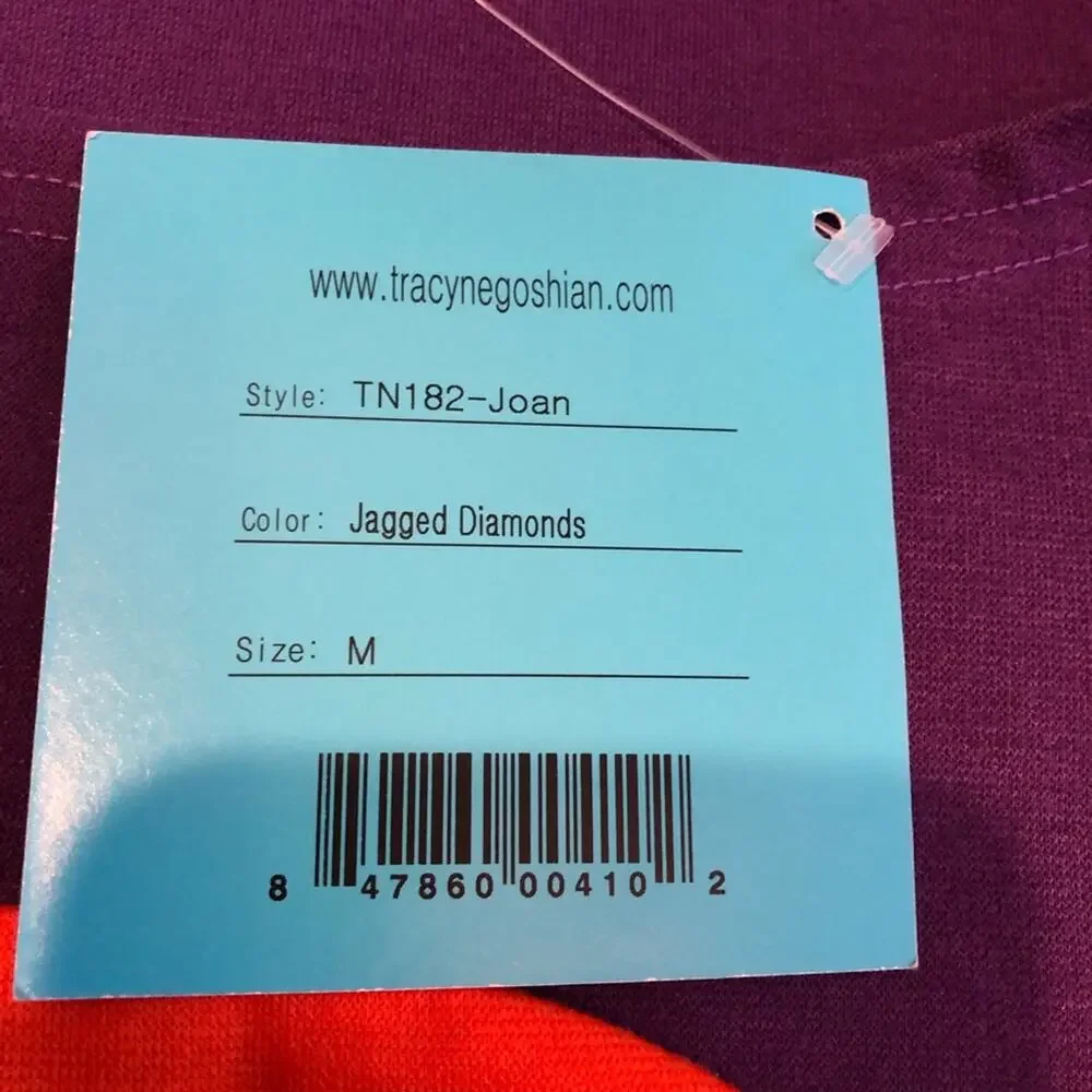 Tracy Negoshian Joan Jagged Diamonds purple orange gold shift dress Medium NWT